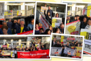 Kämpferische Stimmung vor Streiklokal in Frankfurt - Beschäftigte von Piepenbrock und WISAG im Warnstreik