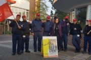 Beschäftigte der Gebäudereinigung von Bogdol veranstalten Tarifaktion bei Hauni in Hamburg