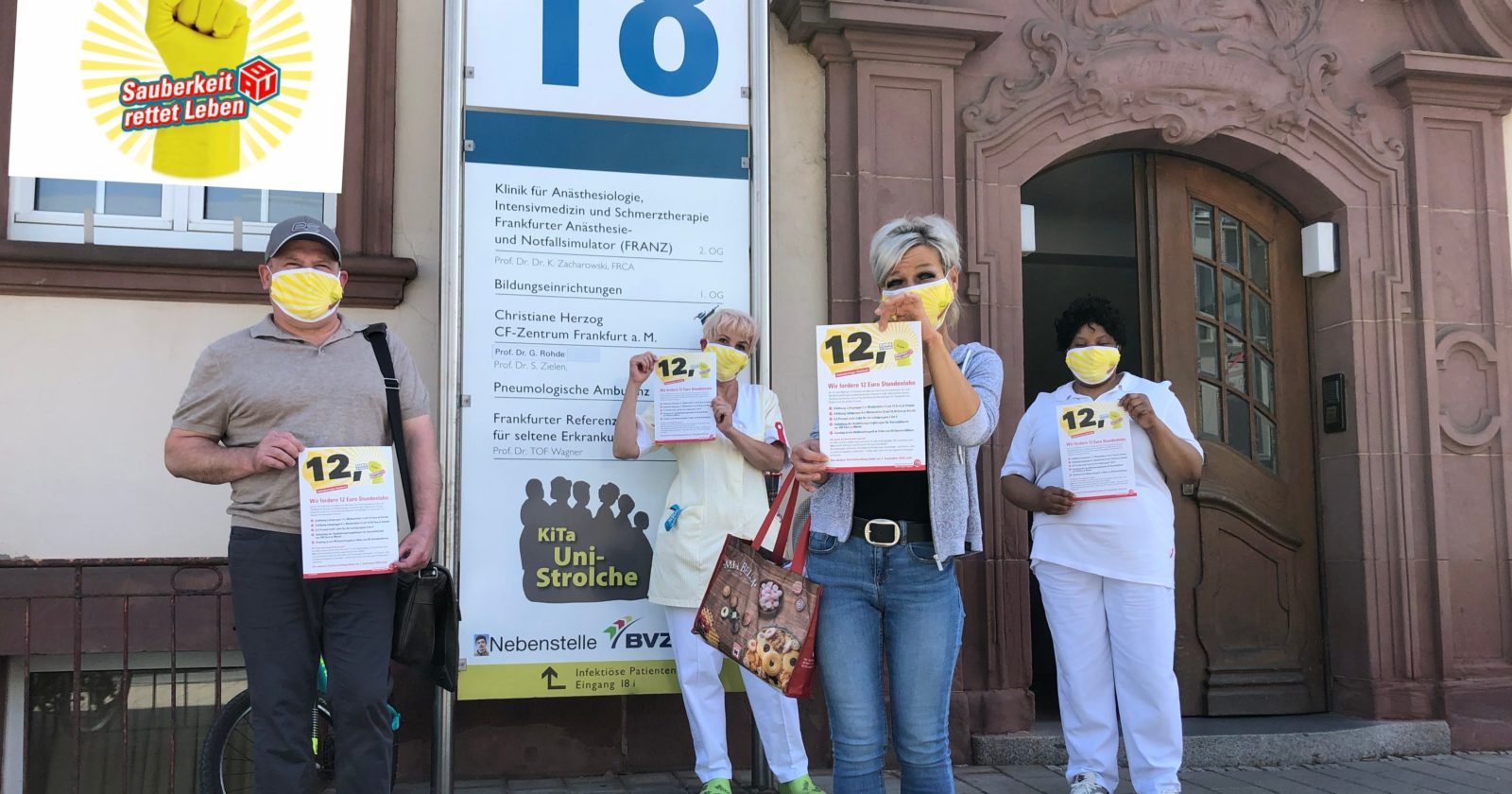 Sauberkeit rettet Leben: Beschäftigte von InfraKlin an Uniklinik Frankfurt a.M. fordern fairen Lohn
